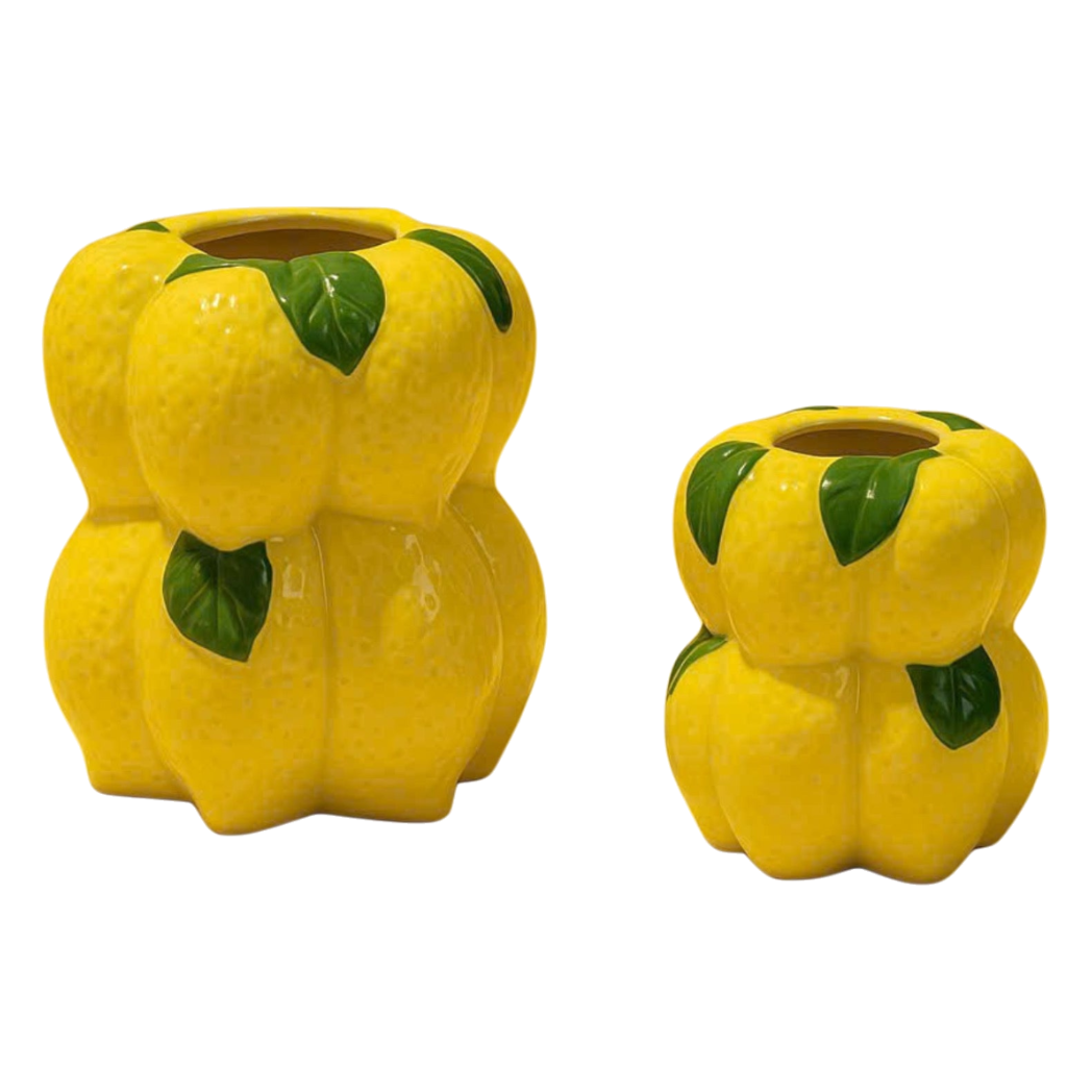 La Sicilia Royale - Set 2 Bình Gốm Sứ Chanh Vàng — Citrine Bloom Ceramic Pair-BÌNH GỐM SỨ-CẬU HAI HOME DECOR-CẬU HAI HOME DECOR
