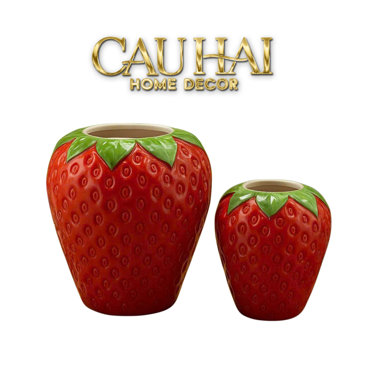 La Sicilia Royale - Set 2 Bình Gốm Sứ Dâu Tây — Fraise Couture Ceramic Pair-BÌNH GỐM SỨ-CẬU HAI HOME DECOR-CẬU HAI HOME DECOR