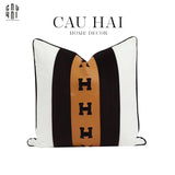 L’ATELIER DU CUSSON - VỎ GỐI NHUNG PHỐI DA LEATHER SADDLE LUXE-CẬU HAI HOME DECOR