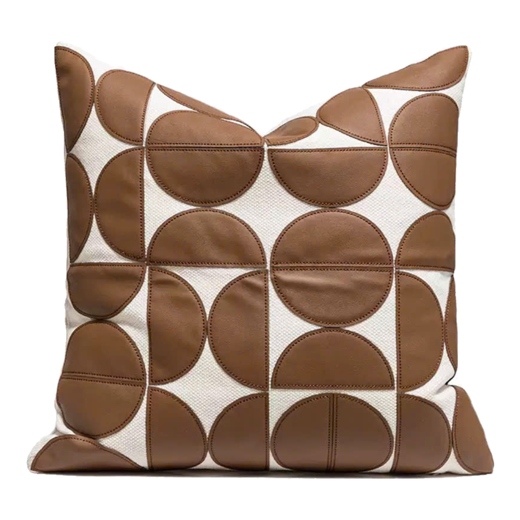 Vỏ gối da hình học Géométrique Camel Ivory 45x45-Vỏ Gối Trang Trí-CẬU HAI HOME DECOR-CẬU HAI HOME DECOR