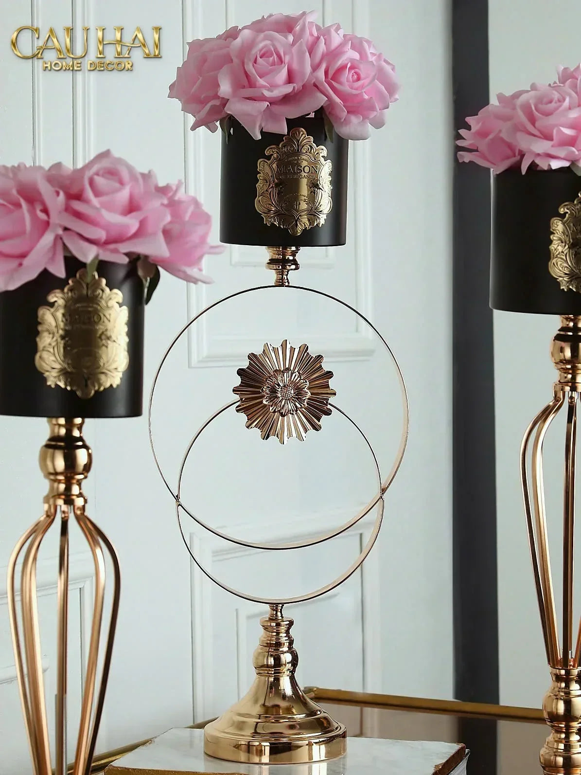L’Essence Du Rose 12 - Chậu Hoa Hồng Versailles Grande H52-BÌNH HOA-Đối tác tại Trung Quốc theo từng đơn đặt hàng-CẬU HAI HOME DECOR