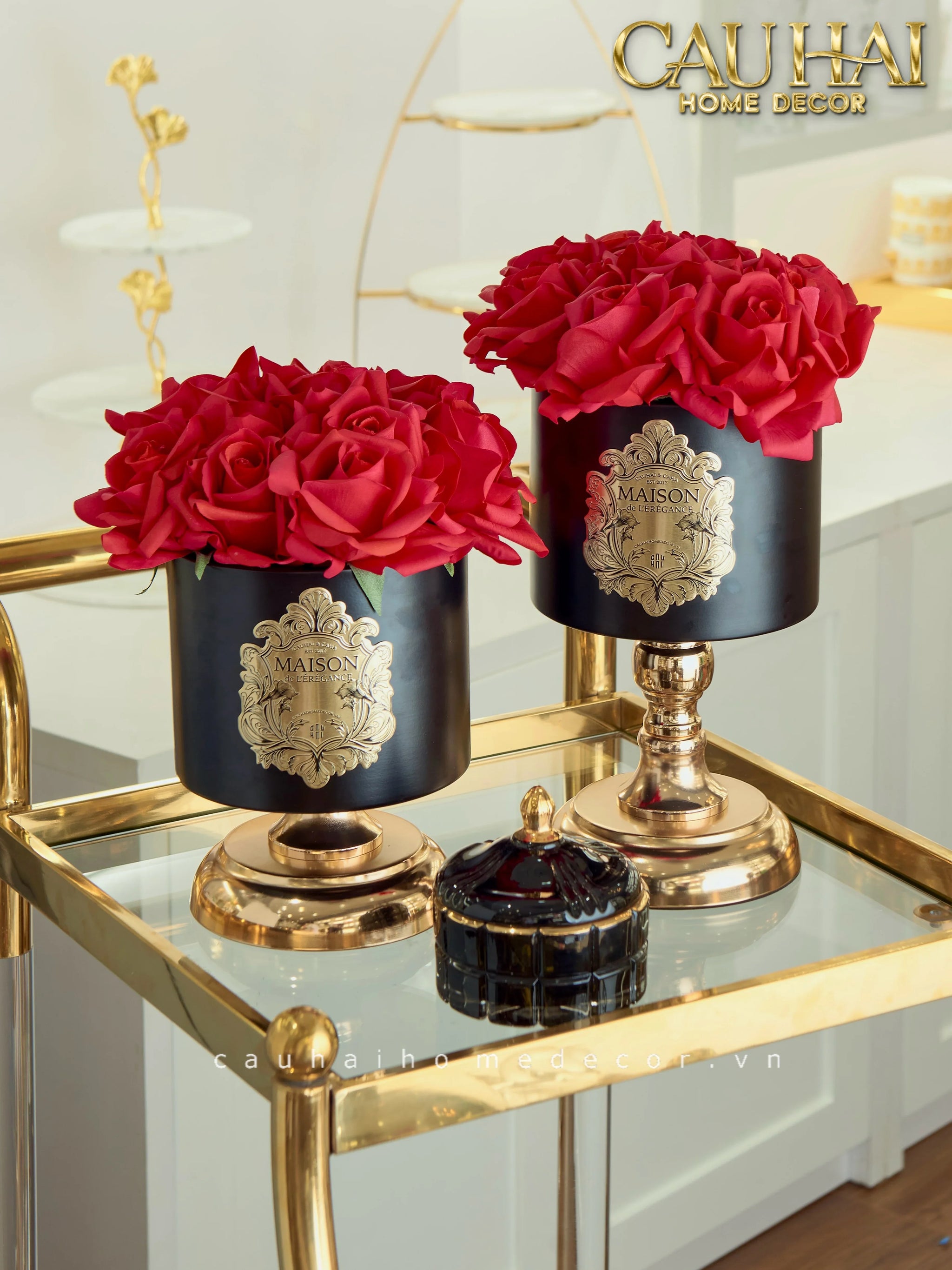 L’Essence Du Rose 15 - Chậu Hoa Hồng Pedestal H20-CẬU HAI HOME DECOR