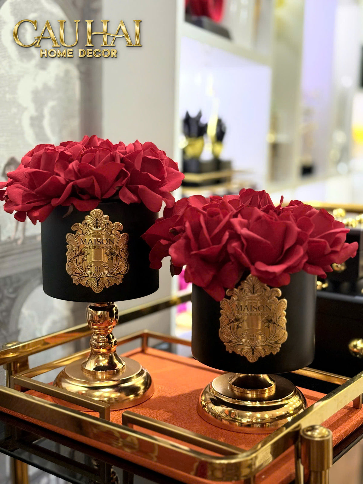 L’Essence Du Rose 15 - Chậu Hoa Hồng Pedestal H26-BÌNH HOA-Đối tác tại Trung Quốc theo từng đơn đặt hàng-CẬU HAI HOME DECOR