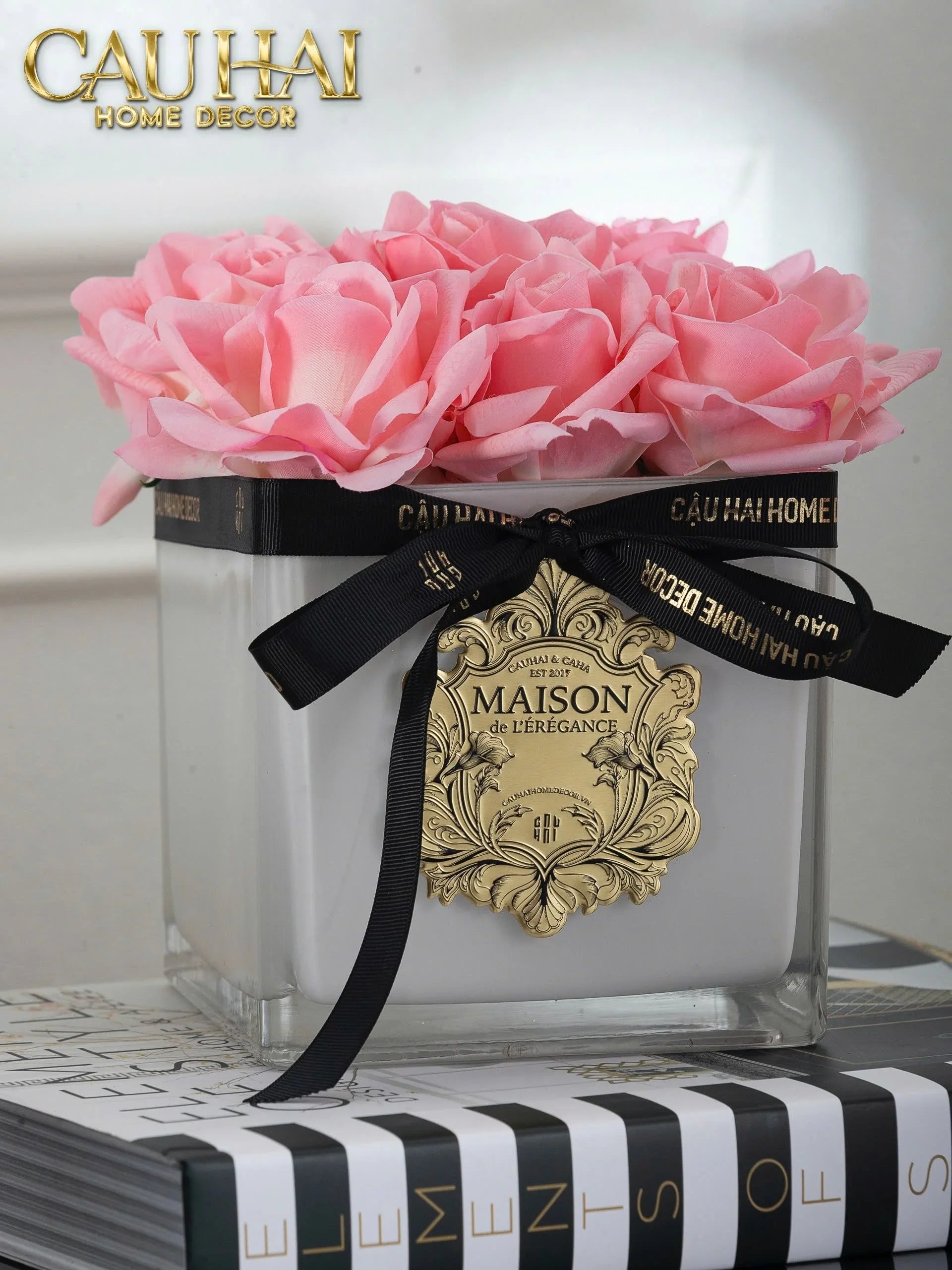 L’Essence Du Rose - Chậu Hoa Hồng Thuỷ Tinh Maison De L’Élégance D15-CẬU HAI HOME DECOR