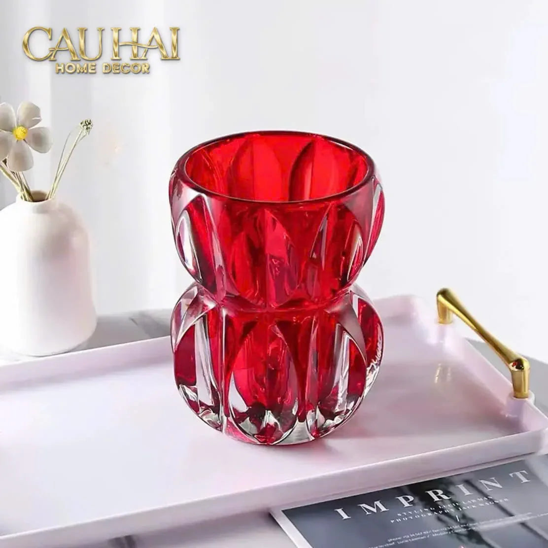 Lọ Hoa Pha Lê Ruby Cristalleries Vase 18cm-CẬU HAI HOME DECOR