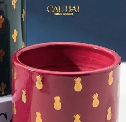 Lọ Kẹo Gốm Sứ Holiday Seasons Golden Fêtes Art Canister 8.5x14-CẬU HAI HOME DECOR