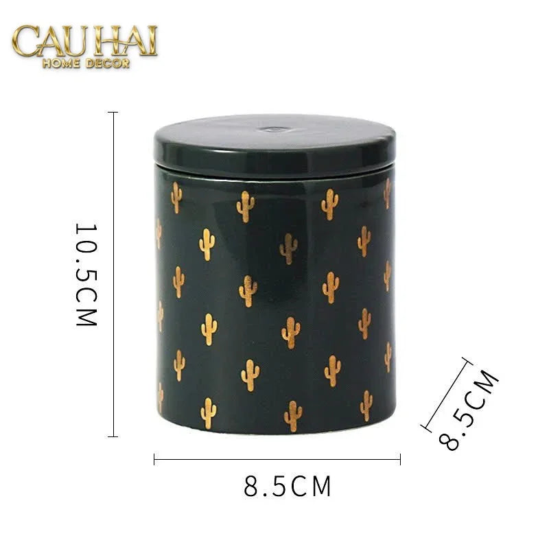 Lọ Kẹo Gốm Sứ Holiday Seasons Golden Fêtes Art Canister 8.5x14-TRANG TRÍ GIÁNG SINH-Đối tác tại Trung Quốc theo từng đơn đặt hàng-CẬU HAI HOME DECOR