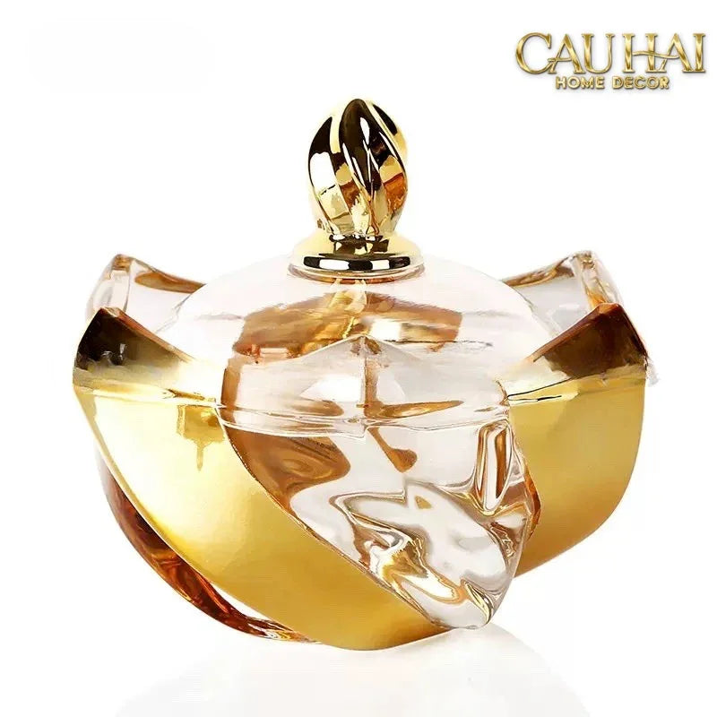 Lọ Kẹo Pha Lê Mạ Vàng Crown Of Aurora Cristalleries Bonbonnière 16x17.5 W1.3Kg-CẬU HAI HOME DECOR