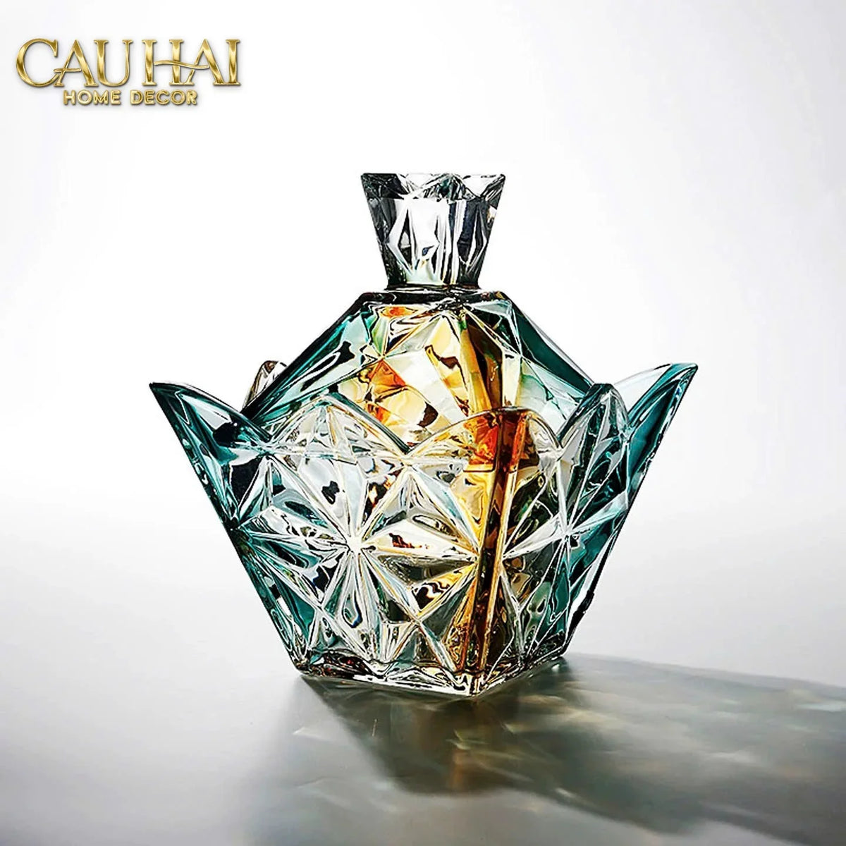 Lọ Kẹo Pha Lê Ngũ Sắc Arc-En-Ciel Couronne Royale Cristalleries Candy Bonbonnière 16x18-Lọ kẹo Canister Bonbonnière-Đối tác tại Trung Quốc theo từng đơn đặt hàng-CẬU HAI HOME DECOR