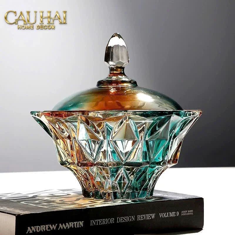 Lọ Kẹo Pha Lê Ngũ Sắc Arc-En-Ciel Orbe De Sceptre Cristalleries Candy Bonbonnière 19x19.5-CẬU HAI HOME DECOR