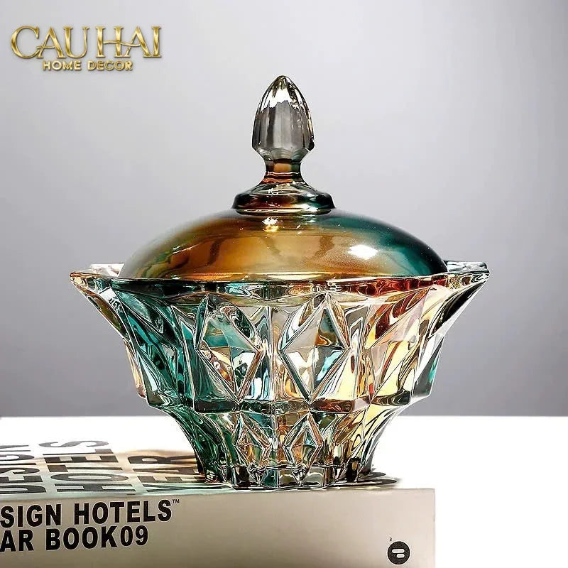 Lọ Kẹo Pha Lê Ngũ Sắc Arc-En-Ciel Orbe De Sceptre Cristalleries Candy Bonbonnière 19x19.5-CẬU HAI HOME DECOR