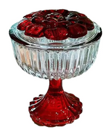 Lọ Kẹo Pha Lê Ruby Floral Jello Cristalleries Bonbonnière 11x15 285ml-Lọ kẹo Canister Bonbonnière-Đối tác tại Trung Quốc theo từng đơn đặt hàng-CẬU HAI HOME DECOR