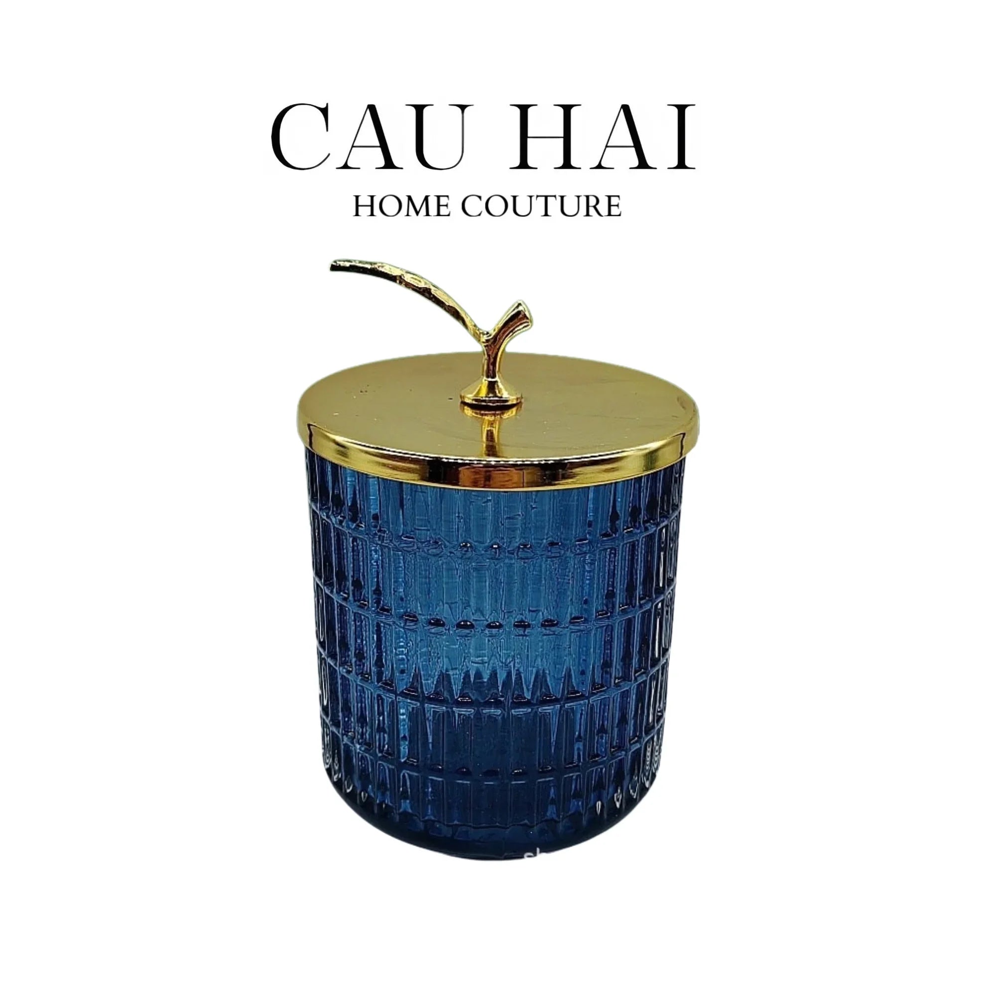 Lọ Kẹo Thuỷ Tinh Blue Ocean Cristalleries - Golden Twig Bonbonnière-CẬU HAI HOME DECOR