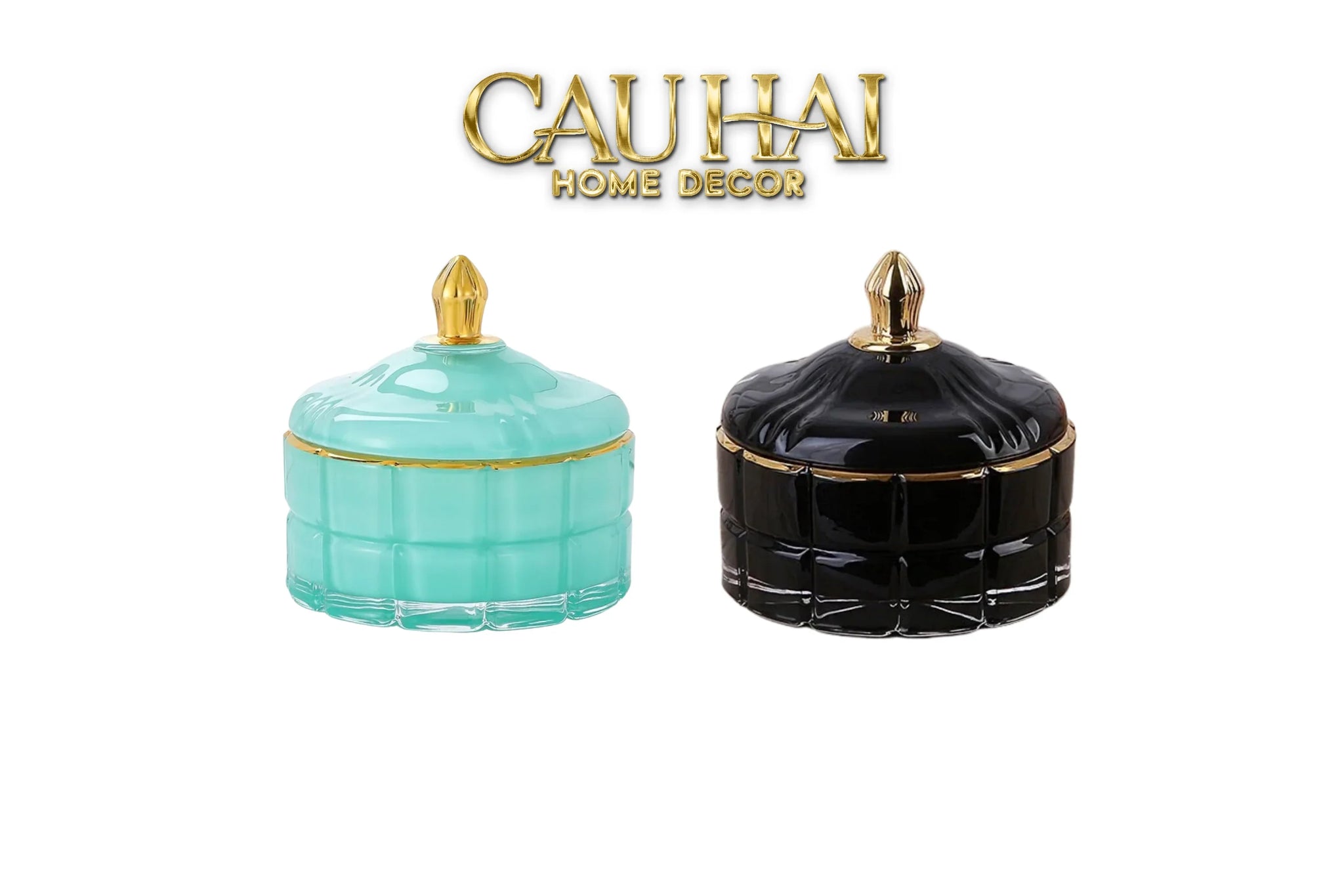 Lọ Kẹo Thuỷ Tinh Castle Wall Cyan / Savior-CẬU HAI HOME DECOR