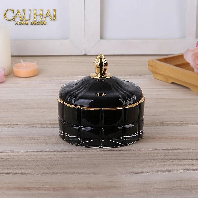 Lọ Kẹo Thuỷ Tinh Castle Wall Cyan / Savior-Lọ kẹo Canister Bonbonnière-Đối tác tại Trung Quốc theo từng đơn đặt hàng-CẬU HAI HOME DECOR