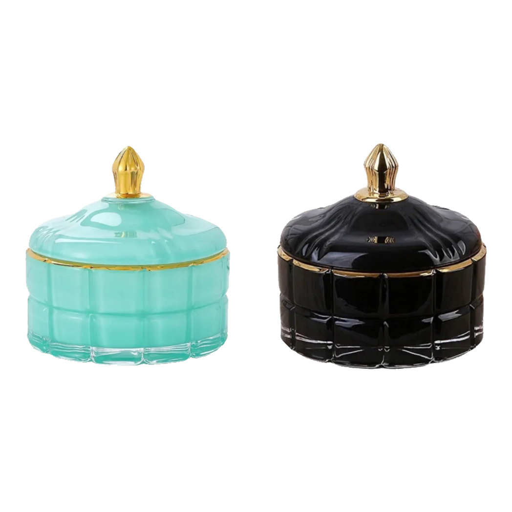 Lọ Kẹo Thuỷ Tinh Castle Wall Cyan / Savior-Lọ kẹo Canister Bonbonnière-Đối tác tại Trung Quốc theo từng đơn đặt hàng-CẬU HAI HOME DECOR