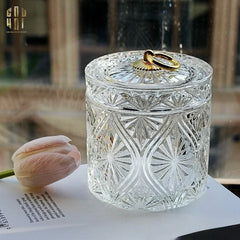 Lọ Kẹo Thuỷ Tinh Diamond Floral Cristalleries - Golden Shell Bonbonnière-CẬU HAI HOME DECOR