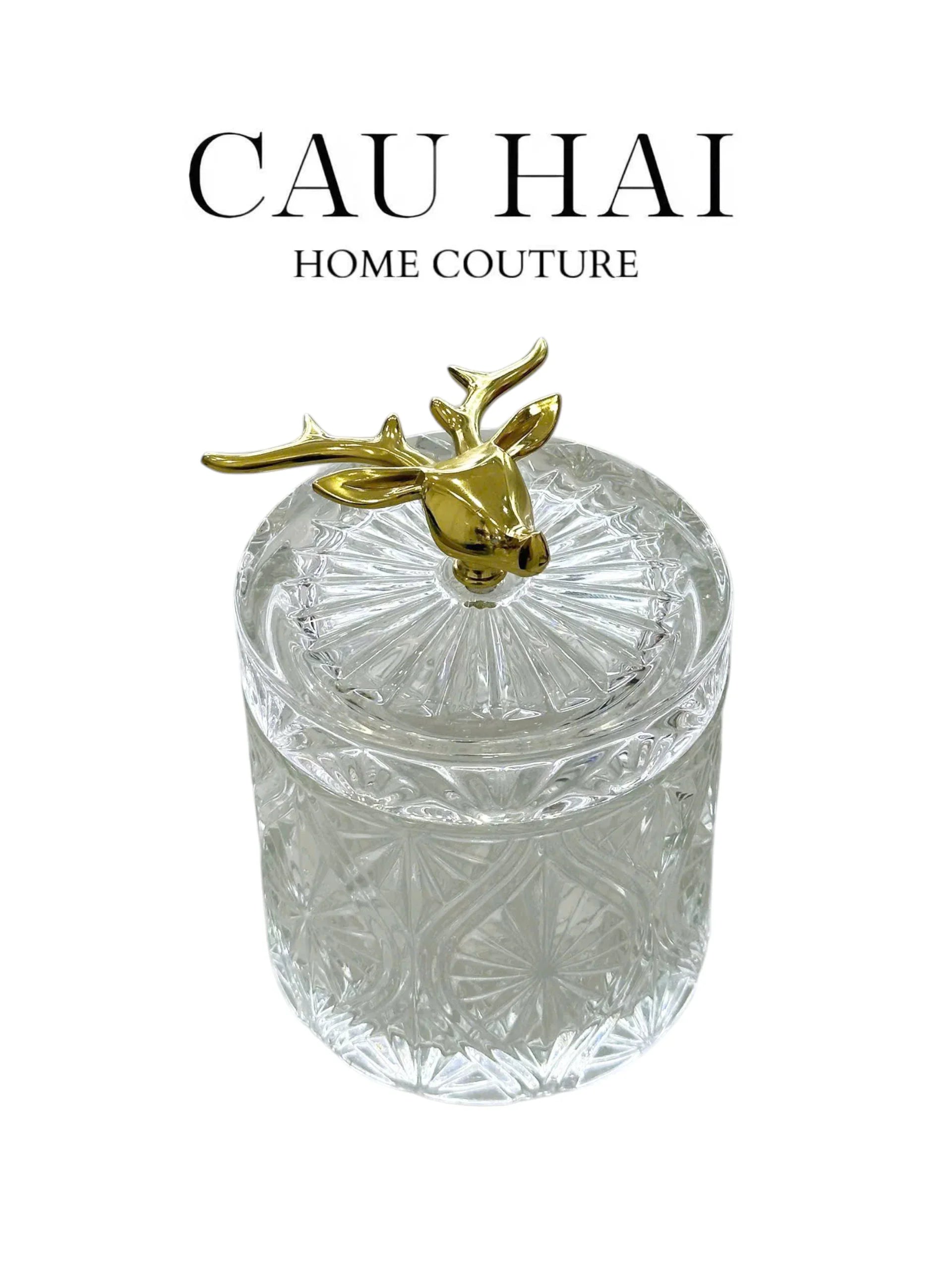 Lọ Kẹo Thuỷ Tinh Diamond Floral Cristalleries - Golden Shell Bonbonnière-CẬU HAI HOME DECOR