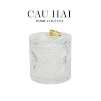 Lọ Kẹo Thuỷ Tinh Diamond Floral Cristalleries - Golden Shell Bonbonnière-CẬU HAI HOME DECOR