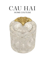 Lọ Kẹo Thuỷ Tinh Diamond Floral Cristalleries - Golden Shell Bonbonnière-Lọ kẹo Canister Bonbonnière-Đối tác tại Trung Quốc theo từng đơn đặt hàng-BRASSON GINKGO-CẬU HAI HOME DECOR