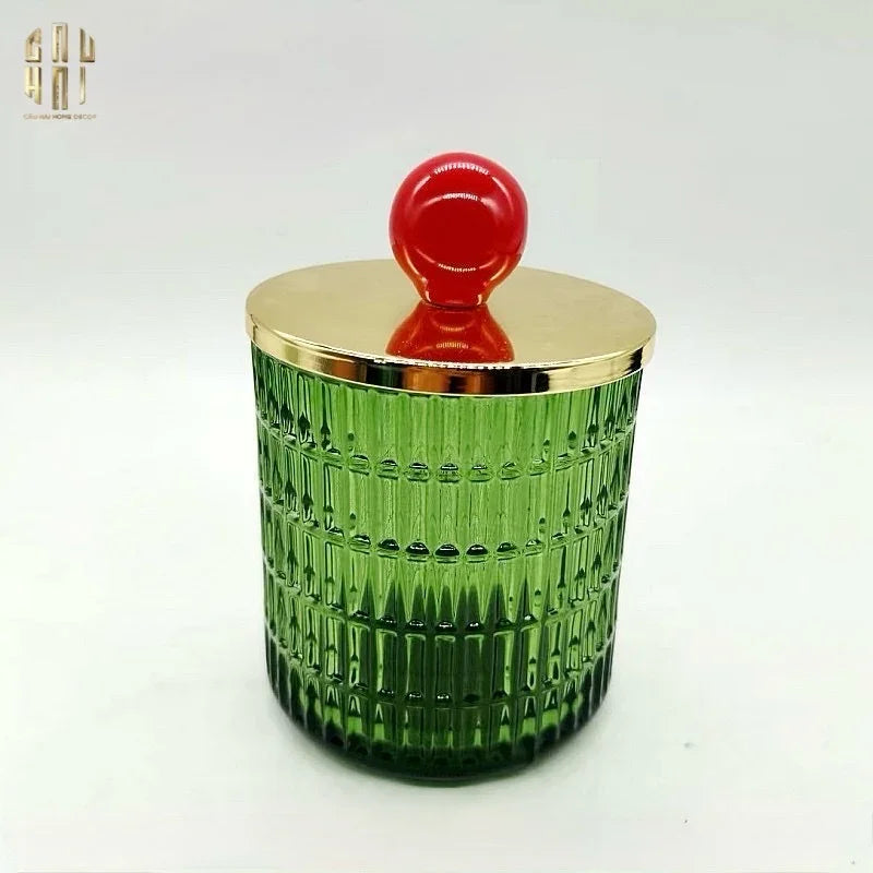 Lọ Kẹo Thuỷ Tinh Green Forest Cristalleries - Red Knob Bonbonnière-CẬU HAI HOME DECOR