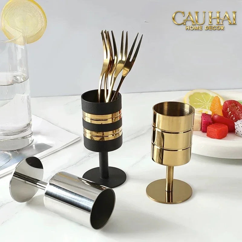 Lọ Muỗng Golden Cannon Stemware Dessert Spoon Holder-CẬU HAI HOME DECOR