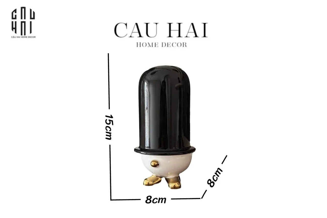 Lọ Tăm Bông Gốm Sứ Kingmans Tailor Gentlement Penguine 8x15-CẬU HAI HOME DECOR