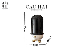 Lọ Tăm Bông Gốm Sứ Kingmans Tailor Gentlement Penguine 8x15-CẬU HAI HOME DECOR
