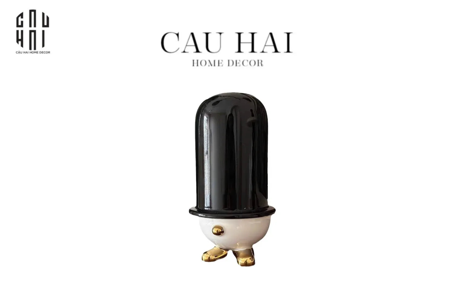 Lọ Tăm Bông Gốm Sứ Kingmans Tailor Gentlement Penguine 8x15-CẬU HAI HOME DECOR