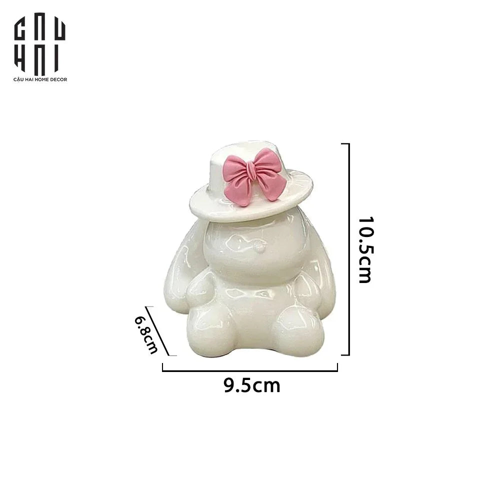 LỌ TĂM CERAMIC BUNNY HAT - CẬU HAI HOME DECOR