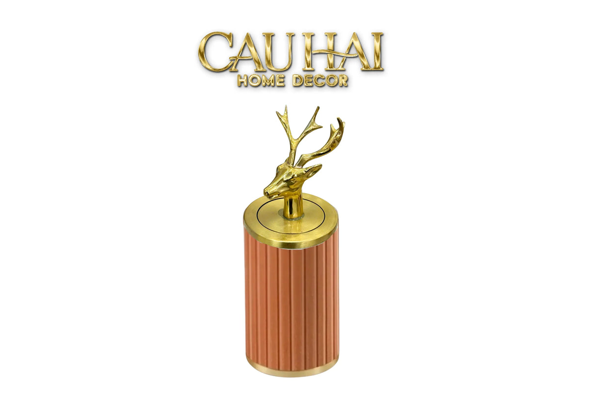 Lọ Tăm Da Luxe Leather - Cognac-HŨ TRANG TRÍ-CẬU HAI HOME DECOR-BRASSON ALLEY-CẬU HAI HOME DECOR