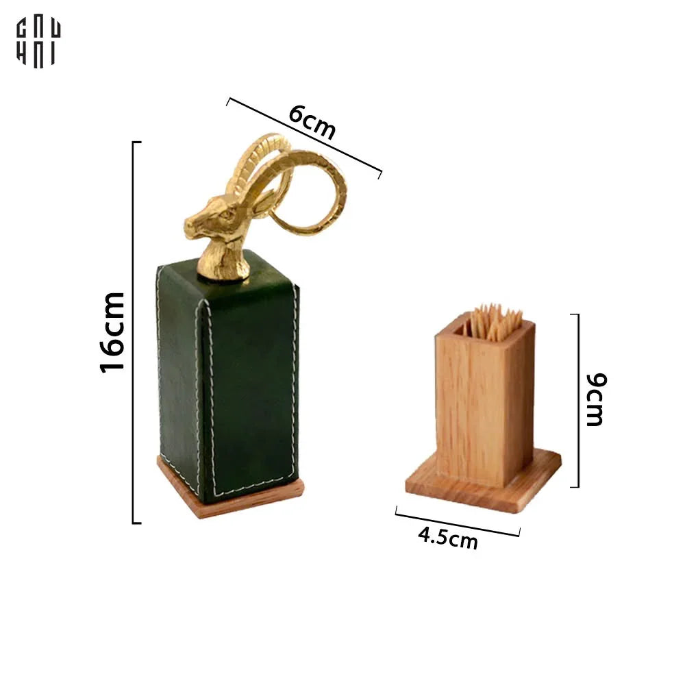 HOME COUTURE - LỌ TĂM LUX LEATHER OAKWOOD - THE CHARMING - CẬU HAI HOME DECOR