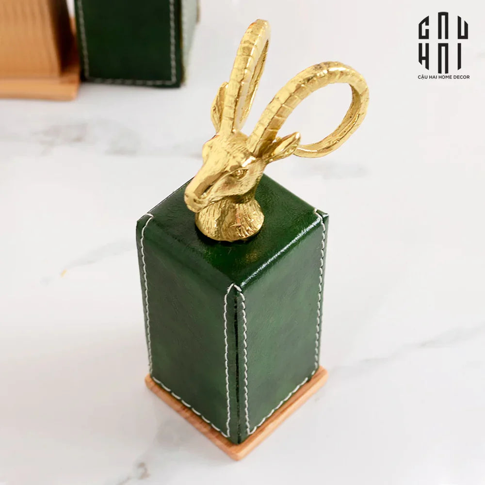 HOME COUTURE - LỌ TĂM LUX LEATHER OAKWOOD - THE CHARMING-CẬU HAI HOME DECOR