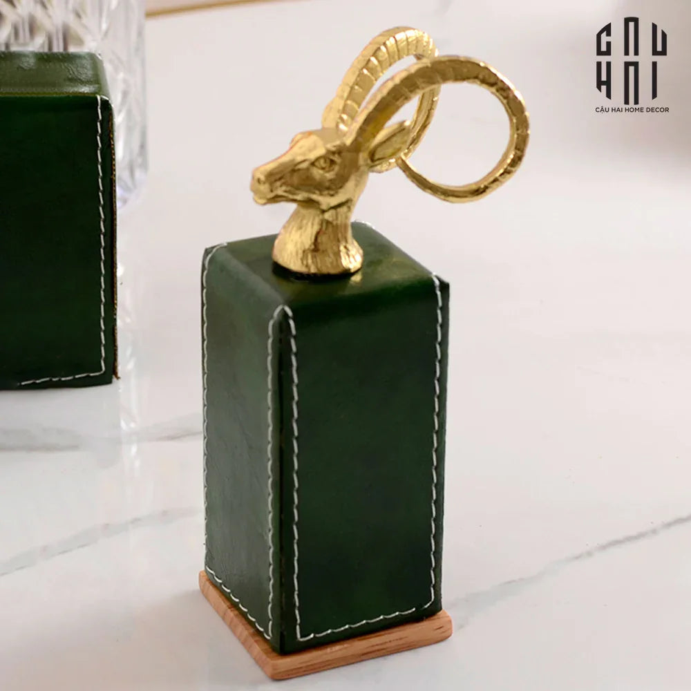 HOME COUTURE - LỌ TĂM LUX LEATHER OAKWOOD - THE CHARMING-CẬU HAI HOME DECOR