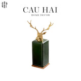 HOME COUTURE - LỌ TĂM OAKWOOD LUX LEATHER - VERT ALLEY-CẬU HAI HOME DECOR