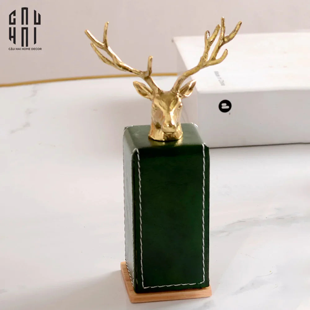 HOME COUTURE - LỌ TĂM OAKWOOD LUX LEATHER - VERT ALLEY-CẬU HAI HOME DECOR