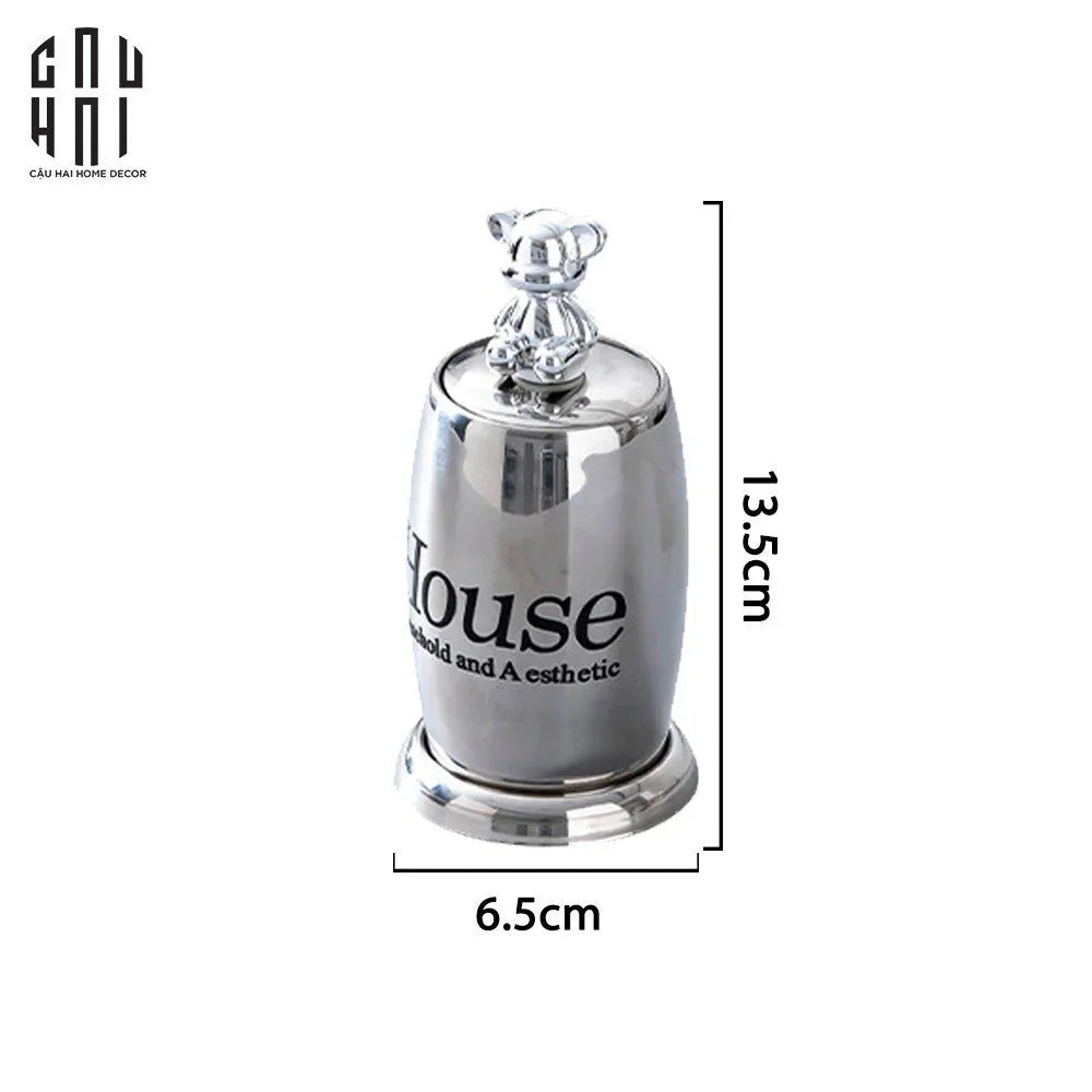 LỌ TĂM SILVER TEDDY OVAL - CẬU HAI HOME DECOR