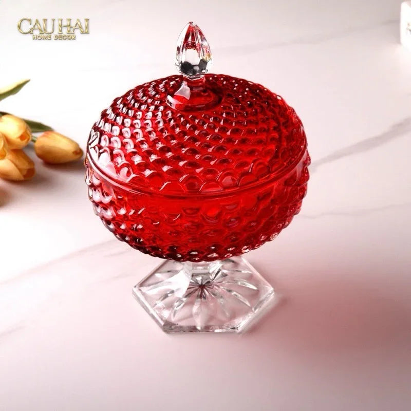 Lọ Thuỷ Tinh Lollipop Ruby Bonbonnière 16x25-Lọ kẹo Canister Bonbonnière-Đối tác tại Trung Quốc theo từng đơn đặt hàng-CẬU HAI HOME DECOR