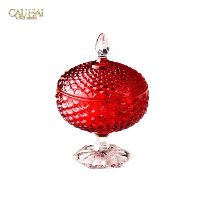 Lọ Thuỷ Tinh Lollipop Ruby Bonbonnière 16x25-Lọ kẹo Canister Bonbonnière-Đối tác tại Trung Quốc theo từng đơn đặt hàng-CẬU HAI HOME DECOR
