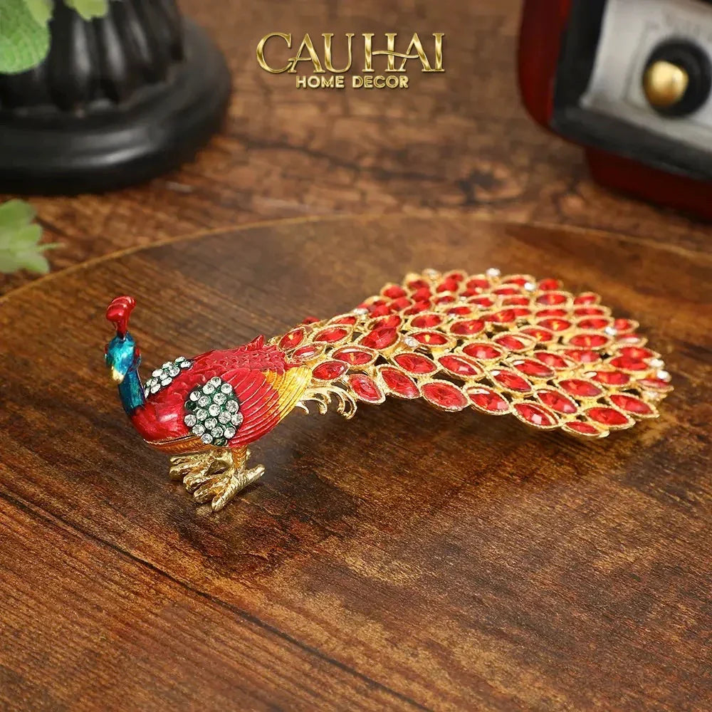 Lọ Trang Sức Khổng Tước Mini Lọ Lưu Trữ Trang Sức Jewelry Paon Box-CẬU HAI HOME DECOR