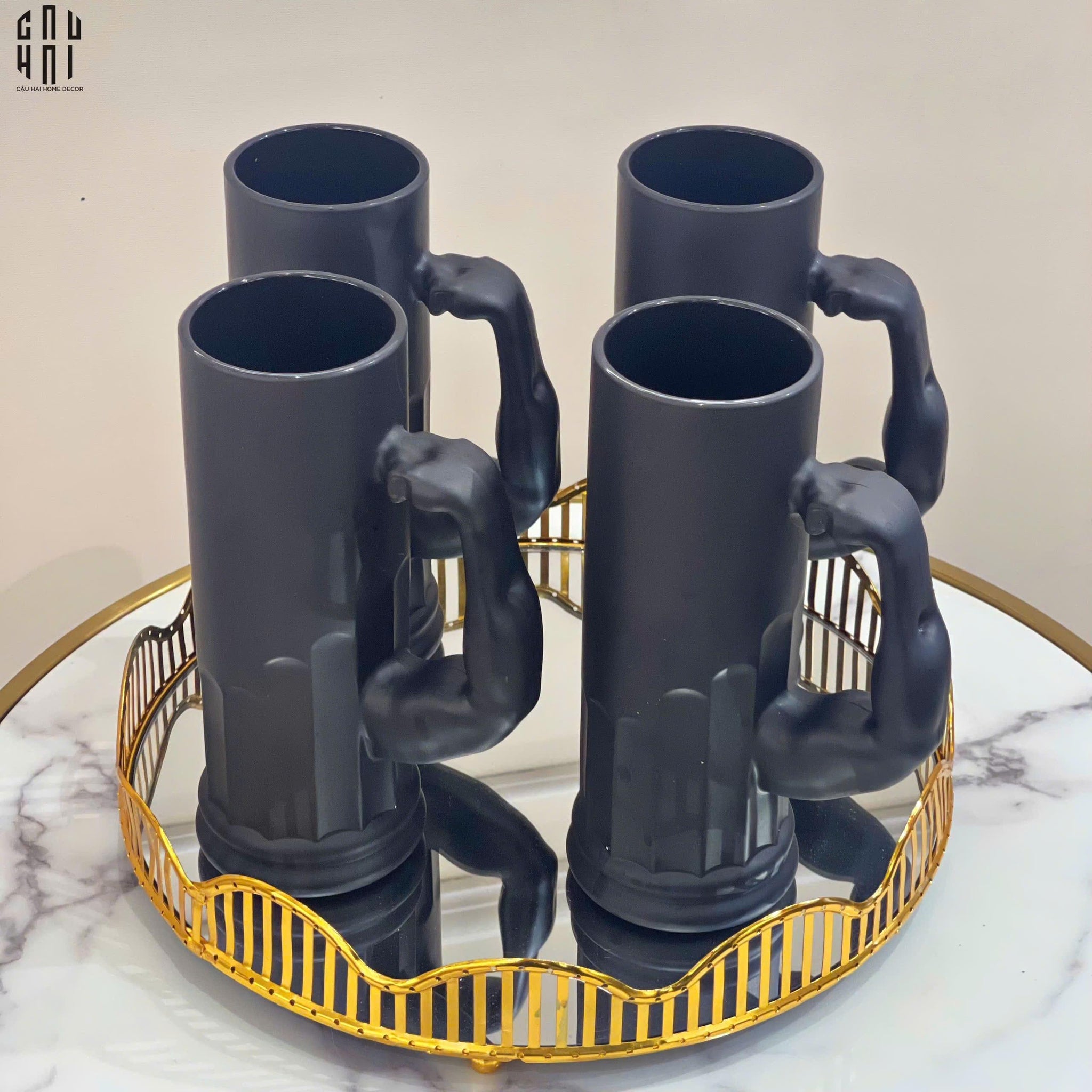 LY BIA THUỶ TINH BLACK HERCULES 600ML SS25 - CẬU HAI HOME DECOR