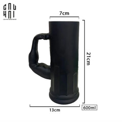 Ly Bia Thuỷ Tinh Đen Mờ - Black Hercules Arm 13x21 600Ml-CẬU HAI HOME DECOR