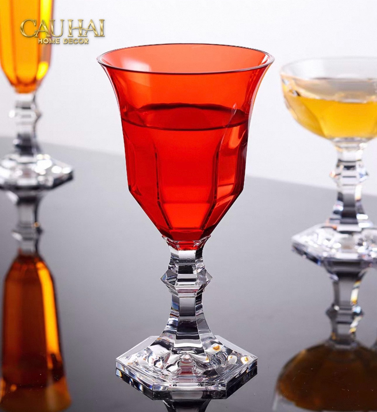 Ly Champagne PP Acrylic Đỏ Allure - PP Acrylic Ruby Red Flute Champagne Glasses H21 180ML-CẬU HAI HOME DECOR