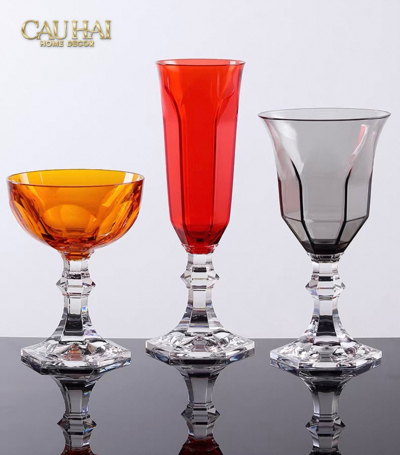 Ly Champagne PP Acrylic Đỏ Allure - PP Acrylic Ruby Red Flute Champagne Glasses H21 180ML-CẬU HAI HOME DECOR