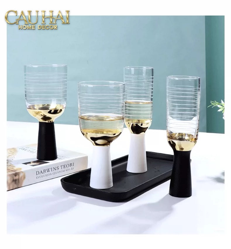 Ly Cocktails Thuỷ Tinh Đen - Malta Black Knight - Allure Gold 19x8.6 400ml-LY THỦY TINH-Đối tác tại Trung Quốc theo từng đơn đặt hàng-CẬU HAI HOME DECOR