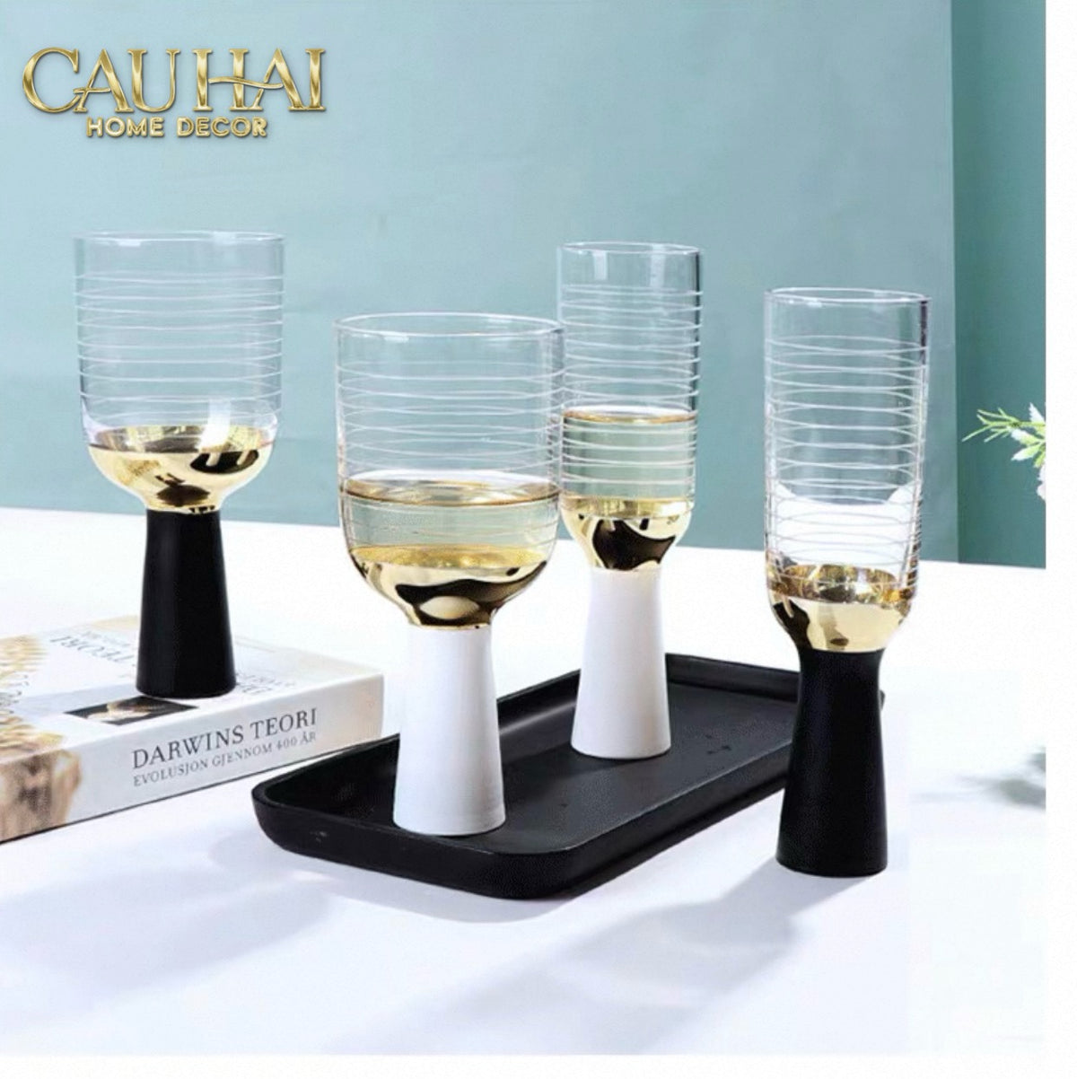 Ly Cocktails Thuỷ Tinh Đen - Malta Black Knight - Allure Gold 19x8.6 400ml-LY THỦY TINH-Đối tác tại Trung Quốc theo từng đơn đặt hàng-CẬU HAI HOME DECOR