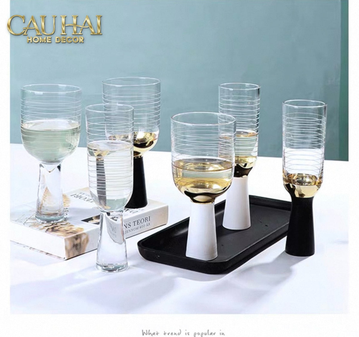 Ly Cocktails Thuỷ Tinh Đen - Malta Black Knight - Allure Gold 19x8.6 400ml-LY THỦY TINH-Đối tác tại Trung Quốc theo từng đơn đặt hàng-CẬU HAI HOME DECOR