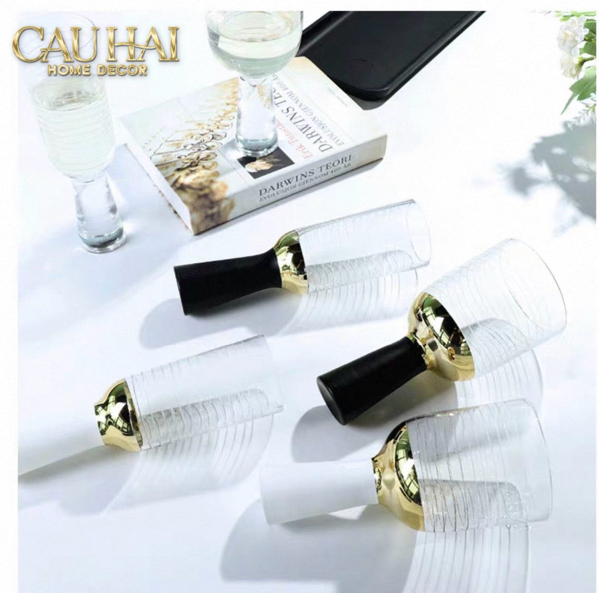 Ly Cocktails Thuỷ Tinh Đen - Malta Black Knight - Allure Gold 19x8.6 400ml-LY THỦY TINH-Đối tác tại Trung Quốc theo từng đơn đặt hàng-CẬU HAI HOME DECOR
