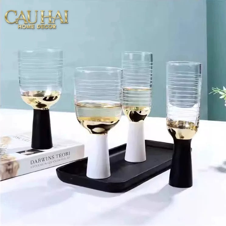 Ly Cocktails Thuỷ Tinh Trắng Opaline Mermaid - Aurealia Gold 19x8.6 400ml-CẬU HAI HOME DECOR