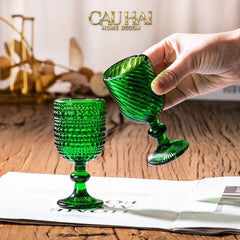 Ly Crystal Emerald Twist Cristalleries Goblet-CẬU HAI HOME DECOR